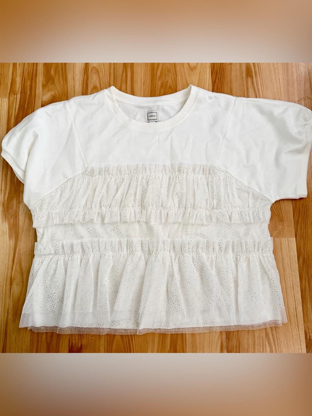 Maeve White Short-Sleeve Smocked Ruffle Top